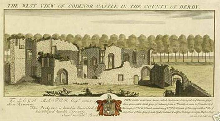 Picture of Codnor castle in 1727